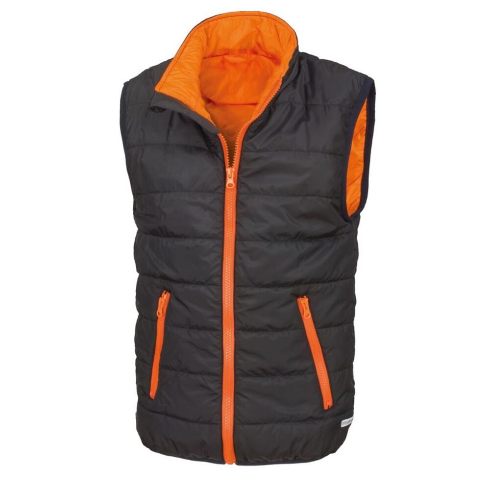 Result Core Childrens/Kids Sleeveless Zip Up Bodywarmer / Black/Orange